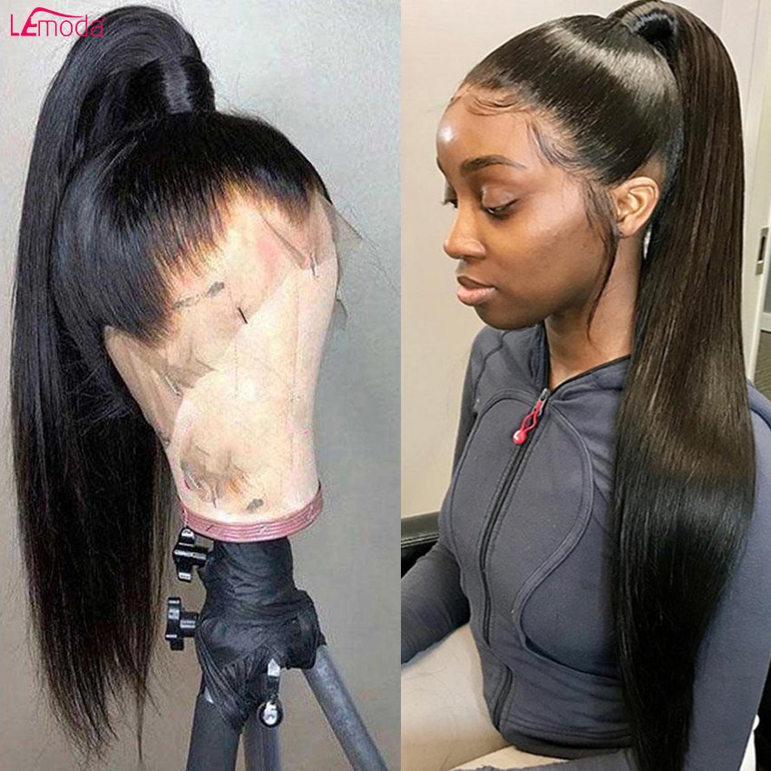 Lemoda 13x4 13x6 360 Full Lace Frontal Wig HD Transparent Lace Front Wig Peruvian Remy Bone Straight Human Hair Wigs For Women