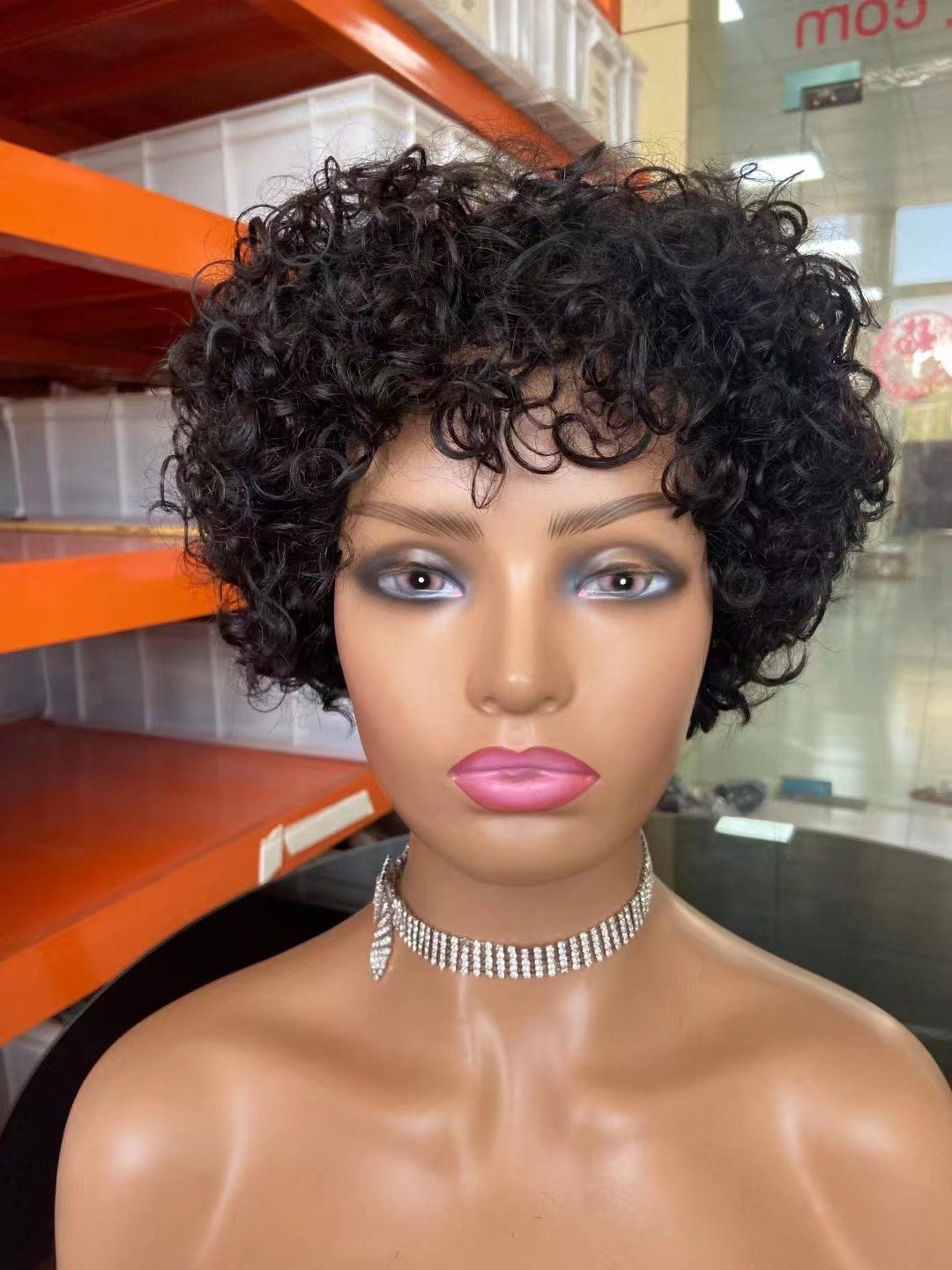Natural Human Hair Wigs Machine Made Brazilian Afro Wave Short Wig,100% Human Hair Wigs For Women