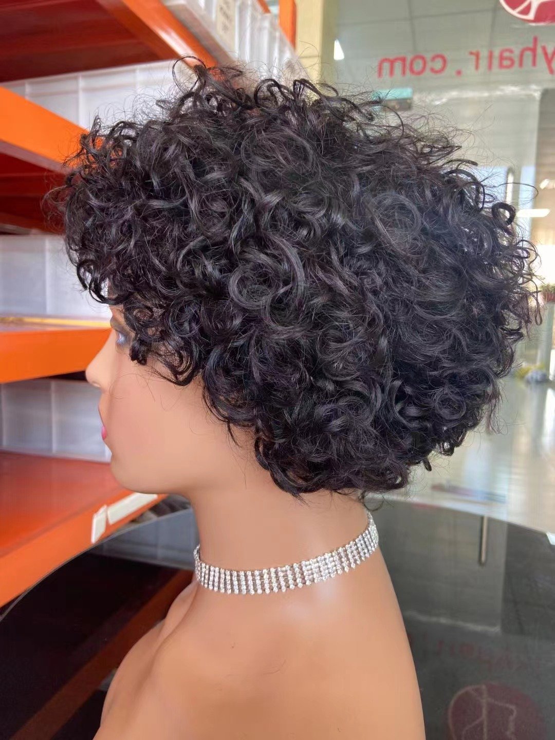 Natural Human Hair Wigs Machine Made Brazilian Afro Wave Short Wig,100% Human Hair Wigs For Women