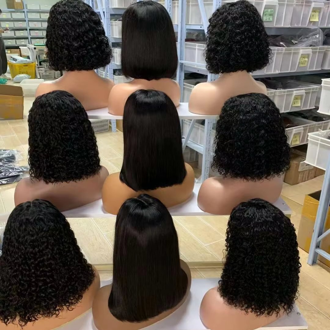 Cheap Bone Straight Curly Short Bob Wig Glueless Full Human Hair Lace Front Wig Wholesale Raw Vietnamese Natural Human Hair Wigs