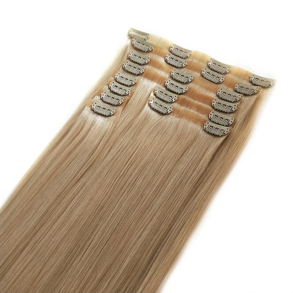 High Quality Wholesale Virgin Human Brazilian Ombre Invisible Seamless Clip In Hair Extensions