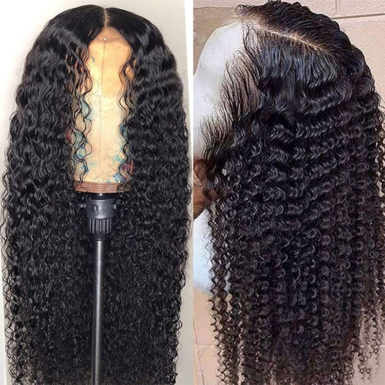 brazilian 100% virgin hair 13x4 transparent lace frontal deep wave unprocessed human hair wig for black women