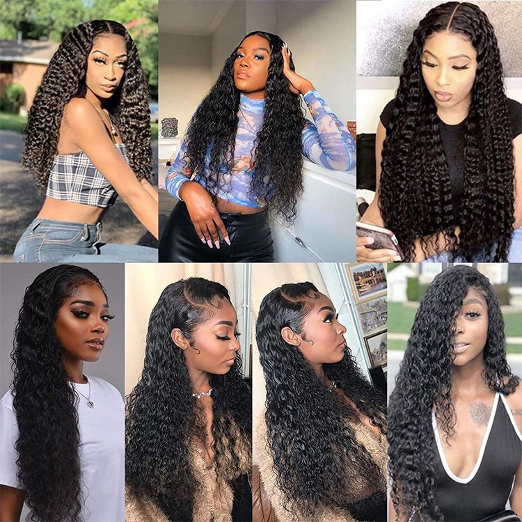 brazilian 100% virgin hair 13x4 transparent lace frontal deep wave unprocessed human hair wig for black women