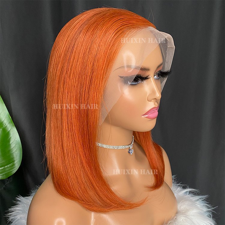 Brazilian Indian vrigin raw human hair wigs orange natural black deep wave silk straight 13x4 transparent lace frontal wig