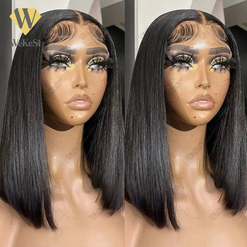 Bob Wig Brazilian Hair Lace Front Human Hair Wigs Short Bob Wig Pre Plucked Natural Color 4x4 Lace Part Lace For Women