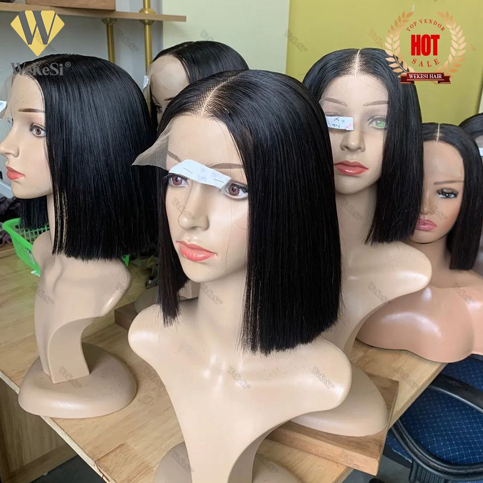 Bob Wig Brazilian Hair Lace Front Human Hair Wigs Short Bob Wig Pre Plucked Natural Color 4x4 Lace Part Lace For Women