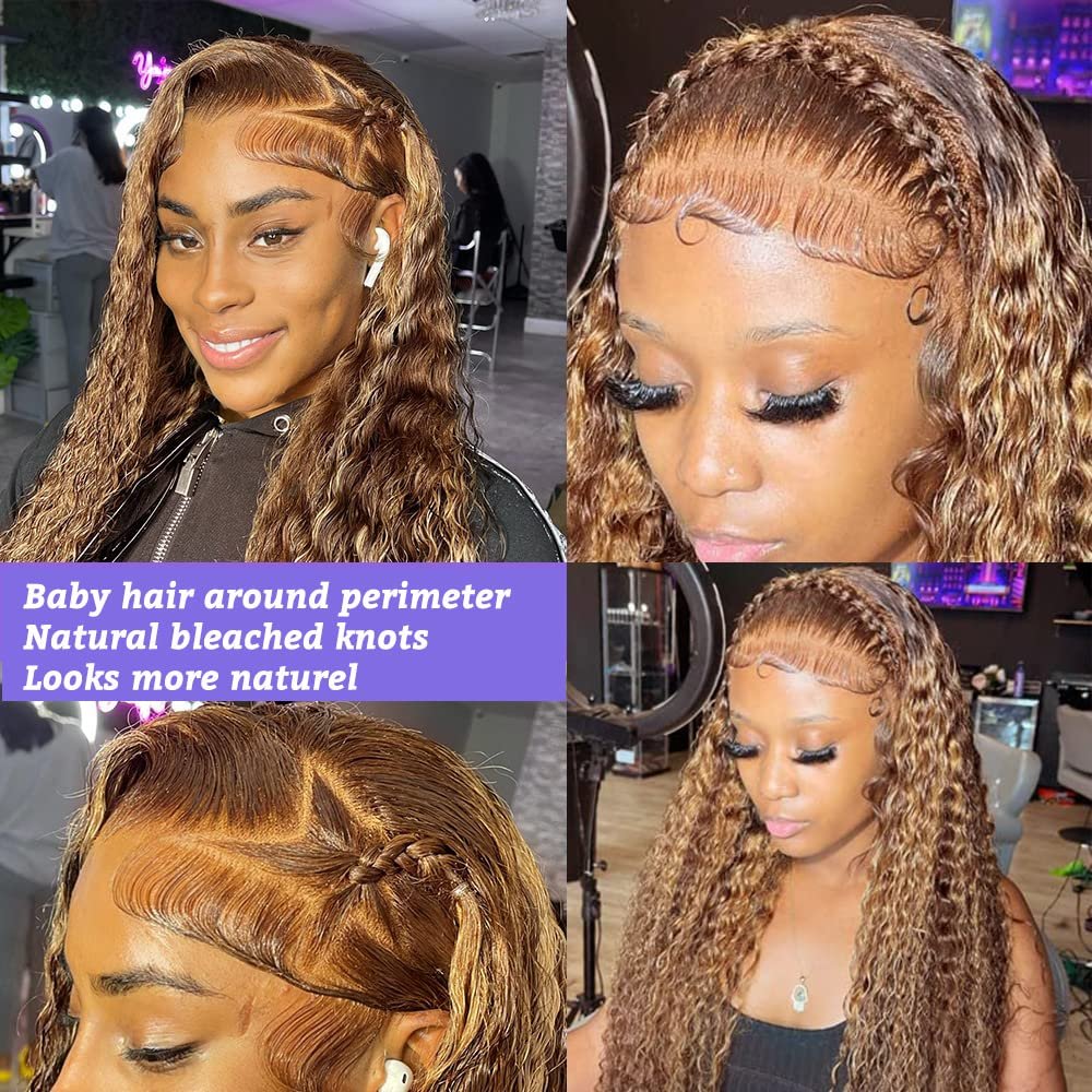 250 Density Transparent Glueless Full Hd Lace Wigs,highlight kinky curly Hair Wigs, Raw Remy 13X4 Lace Front Human Hair Wigs
