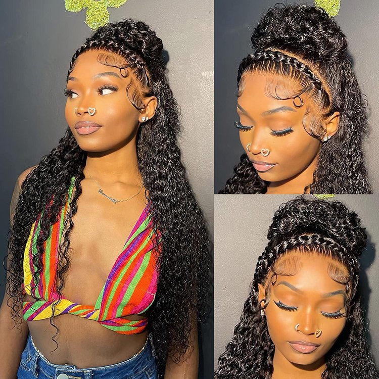 Brazilian Hd Lace Front Human Hair Wig Unprocessed Virgin Hair Curly Cuticle Aligned Water Wave Lace Frontal Wig For Women