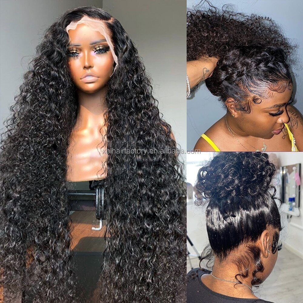 XBL Factory Deep Wave Raw Brazilian Hair HD Lace Frontal Wig Virgin French Lace Front Bone 100% Human Hair Wigs For Black Women