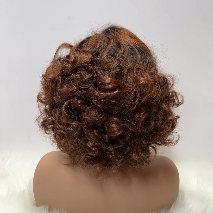 Wholesale 200% density bouncy curly hair wig with bangs 201gram 100% human hair wigs loose wave original hair extension