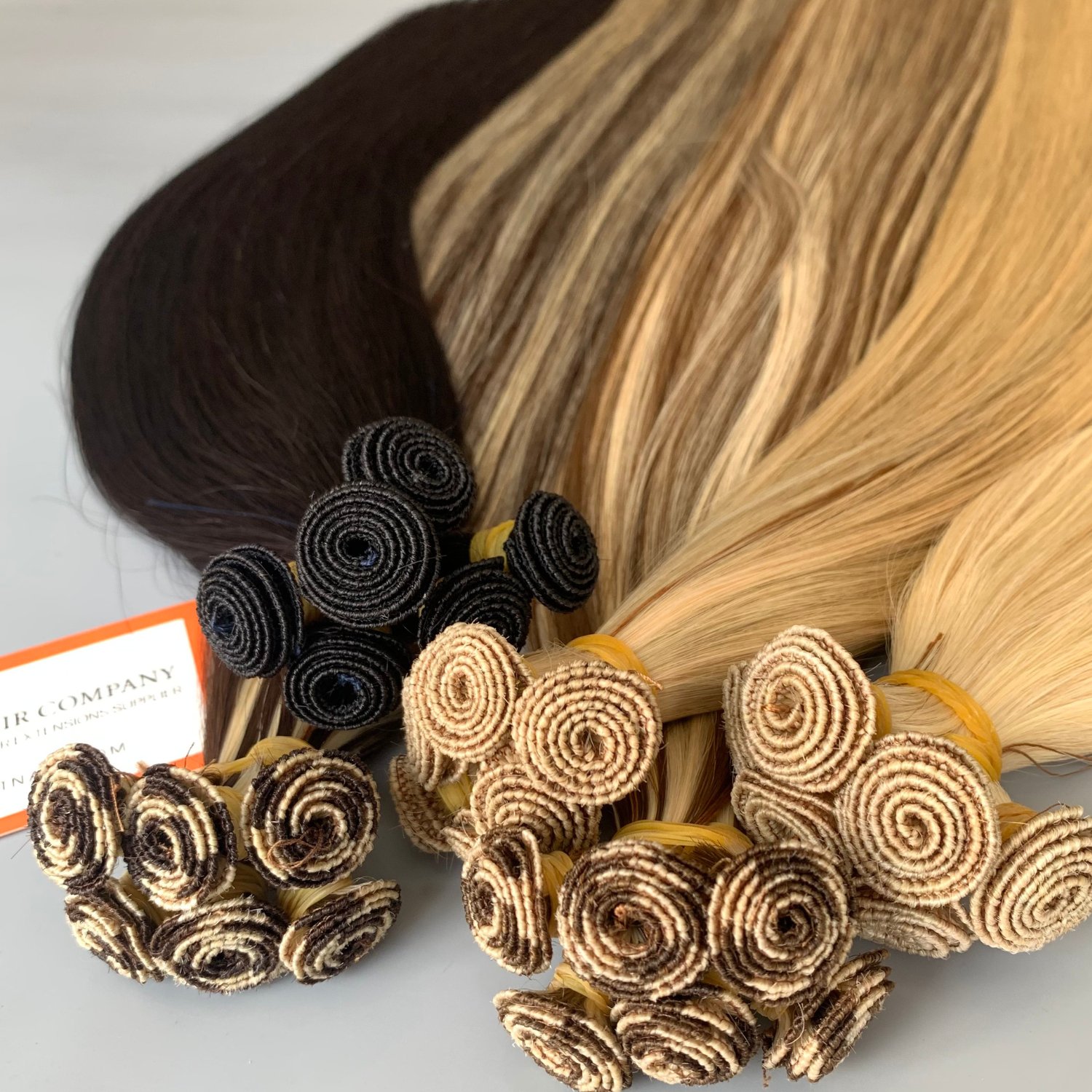 Top Selling Best Quality Super Double Drawn Hand Tied Weft Hair Extensions Customize Color 100% Raw Virgin Hair