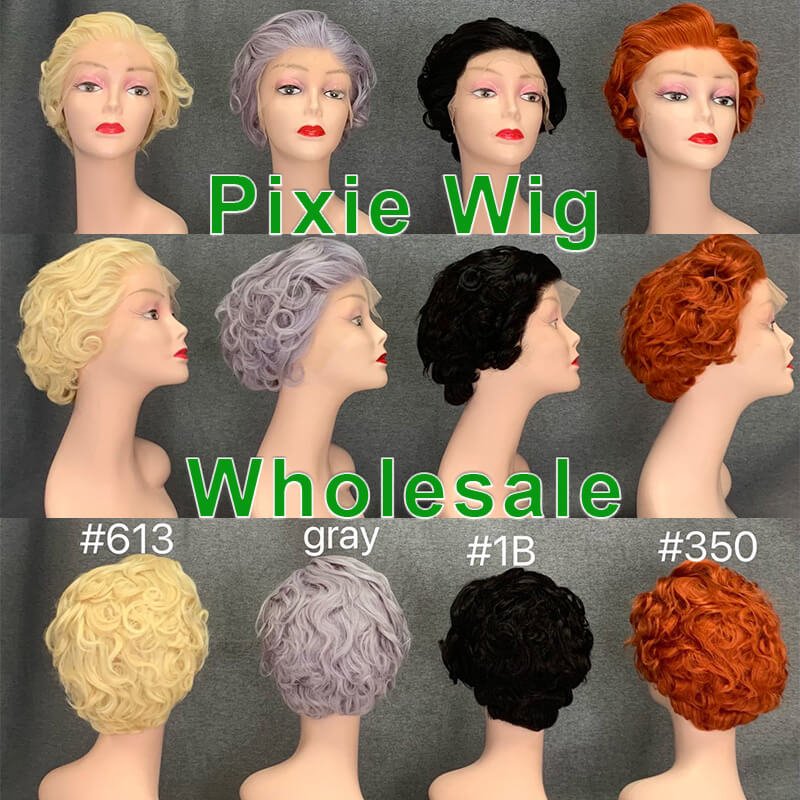 Wholesale Price Straight Wavy Afro Lace Front Popular Color Short Cut Wigs Pixie Human Hair Wig