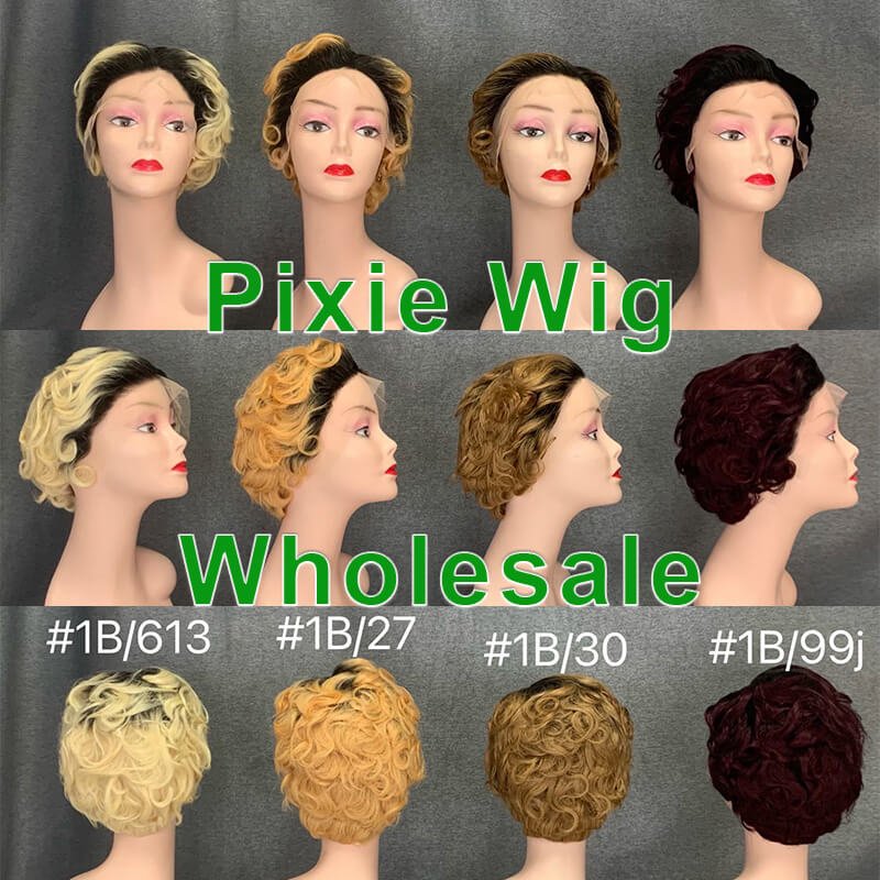 Wholesale Price Straight Wavy Afro Lace Front Popular Color Short Cut Wigs Pixie Human Hair Wig
