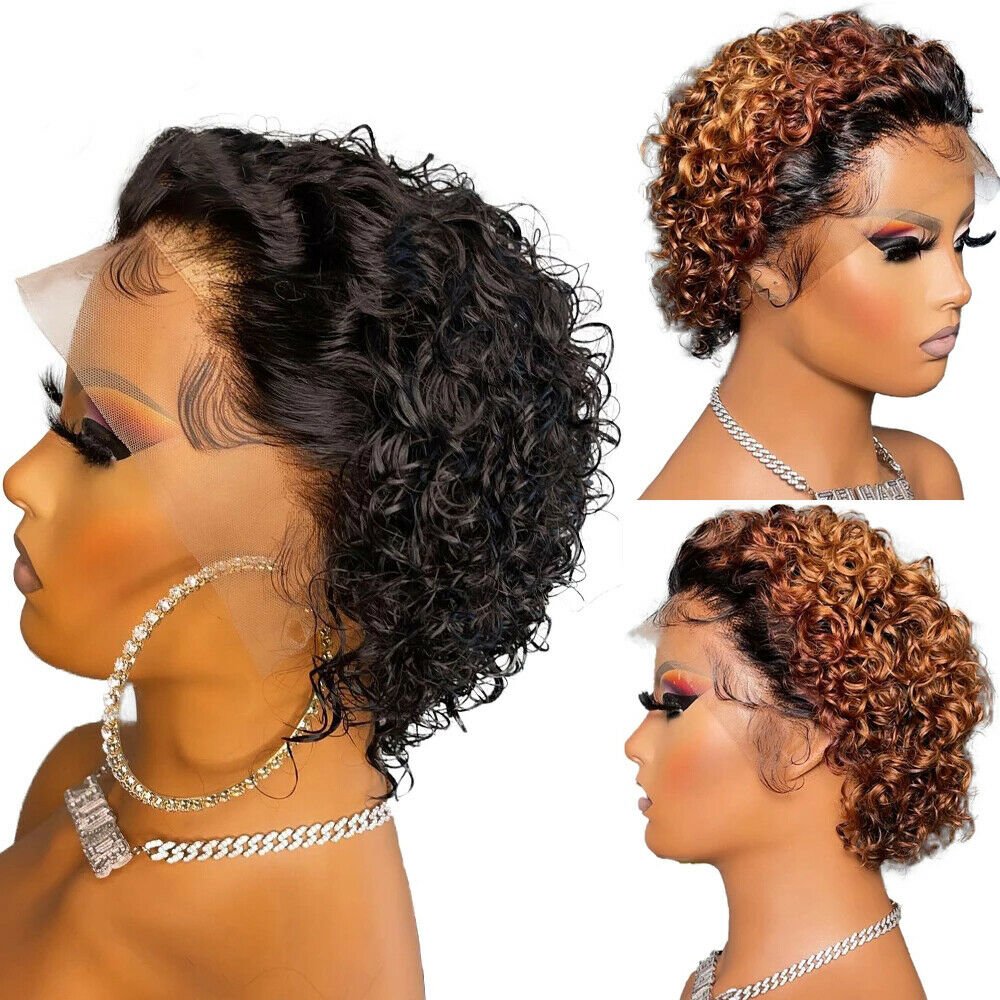 Wholesale Price Straight Wavy Afro Lace Front Popular Color Short Cut Wigs Pixie Human Hair Wig