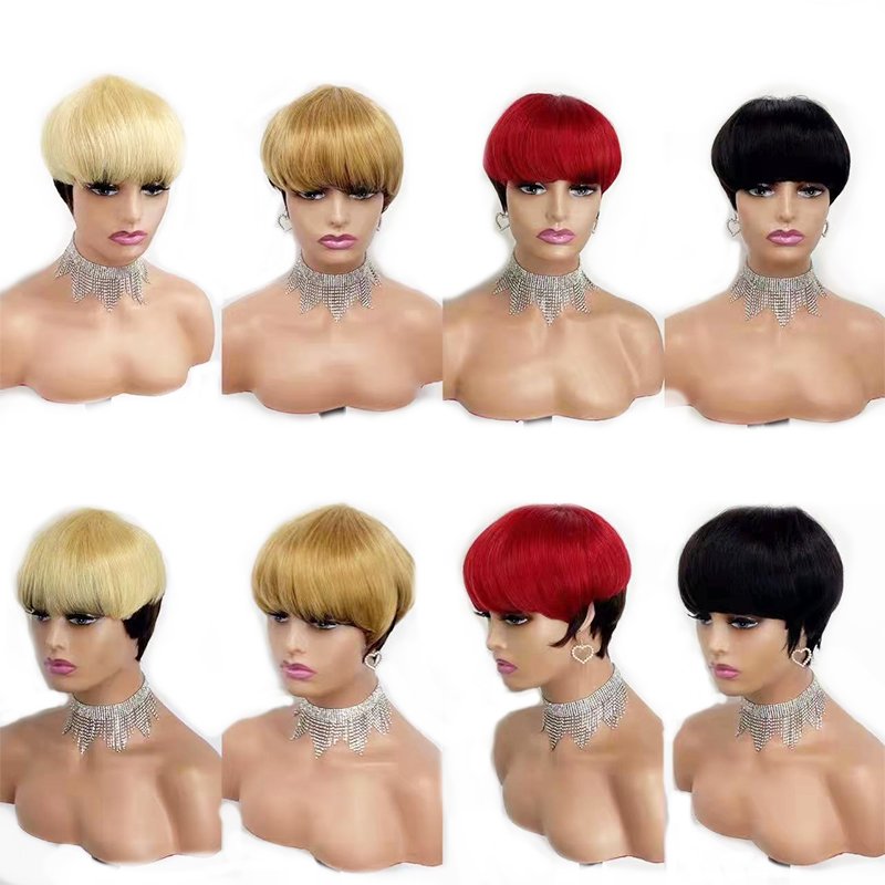 Letsfly Wholesale Cheap Price Short Cut Wigs machine made Non Lace Curly Remy human Hair Wigs