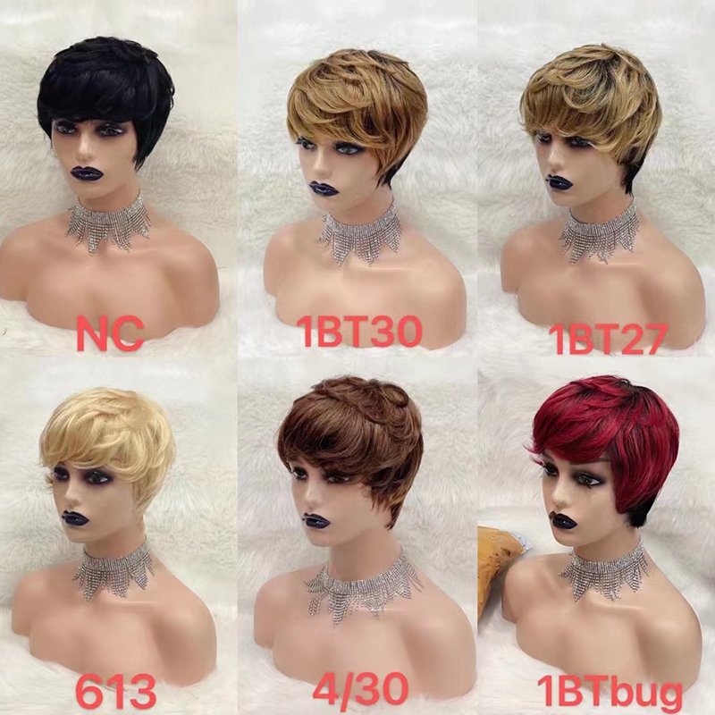Letsfly Wholesale Cheap Price Short Cut Wigs machine made Non Lace Curly Remy human Hair Wigs