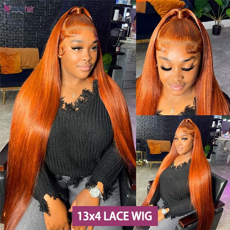 Brazilian Raw Virgin Hair colored Ginger Lace Front Wig Pre plucked Ginger Orange Hd Lace Human Hair Wigs with Baby Hair