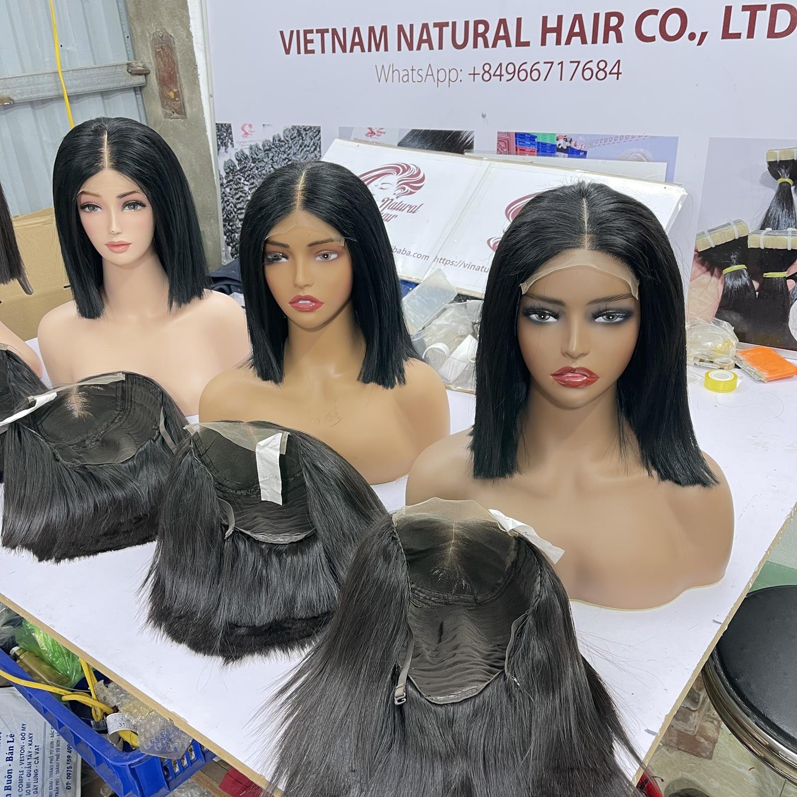 Raw Vietnamese Hair Black Bob Human Hair Wig Transparent Glueless Lace Bob Frontal And Closure Wig For Black Women