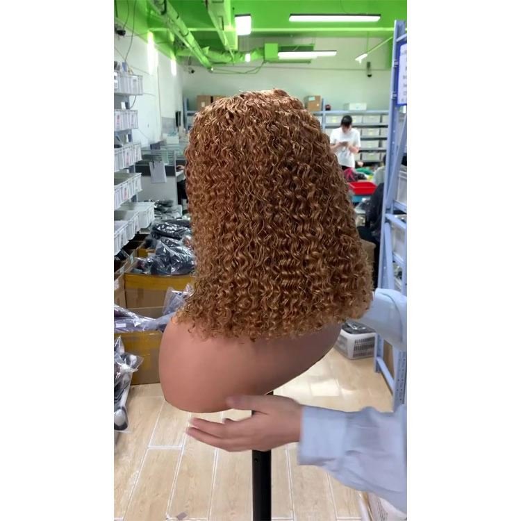 Human Hair Supplier 13*4 T Lace Frontal Wig Natural Color Virgin Human Hair Short Curly Vietnamese Hair Vendor For Black Women