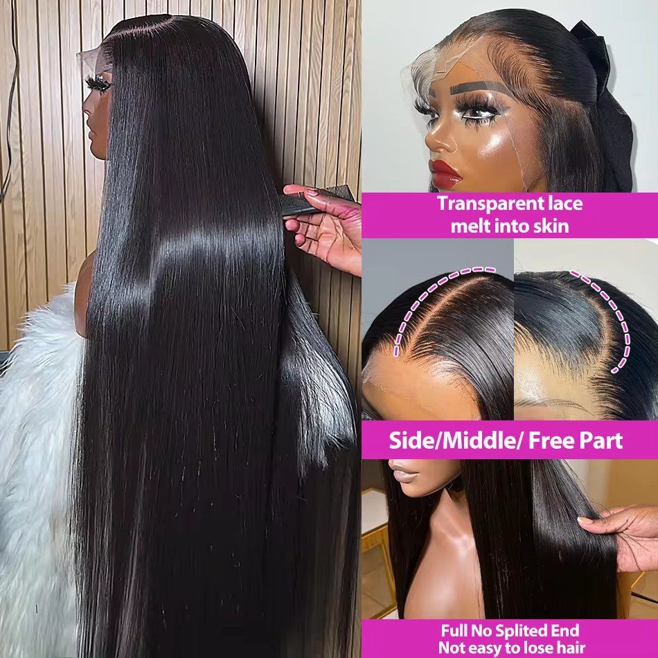 Bone Straight 13x4 Full Lace Front Raw Indian Human Hair HD Lace Frontal Wig Brazilian Virgin Bone Straight Human Hair Wigs