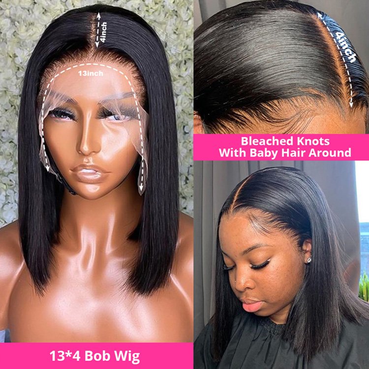 Wholesale Peruvian Bob Lace Front Human Hair Wig,Transparent Glueless Full HD Lace Bob Wig,Cheap 13*4 Lace Frontal Short Bob Wig