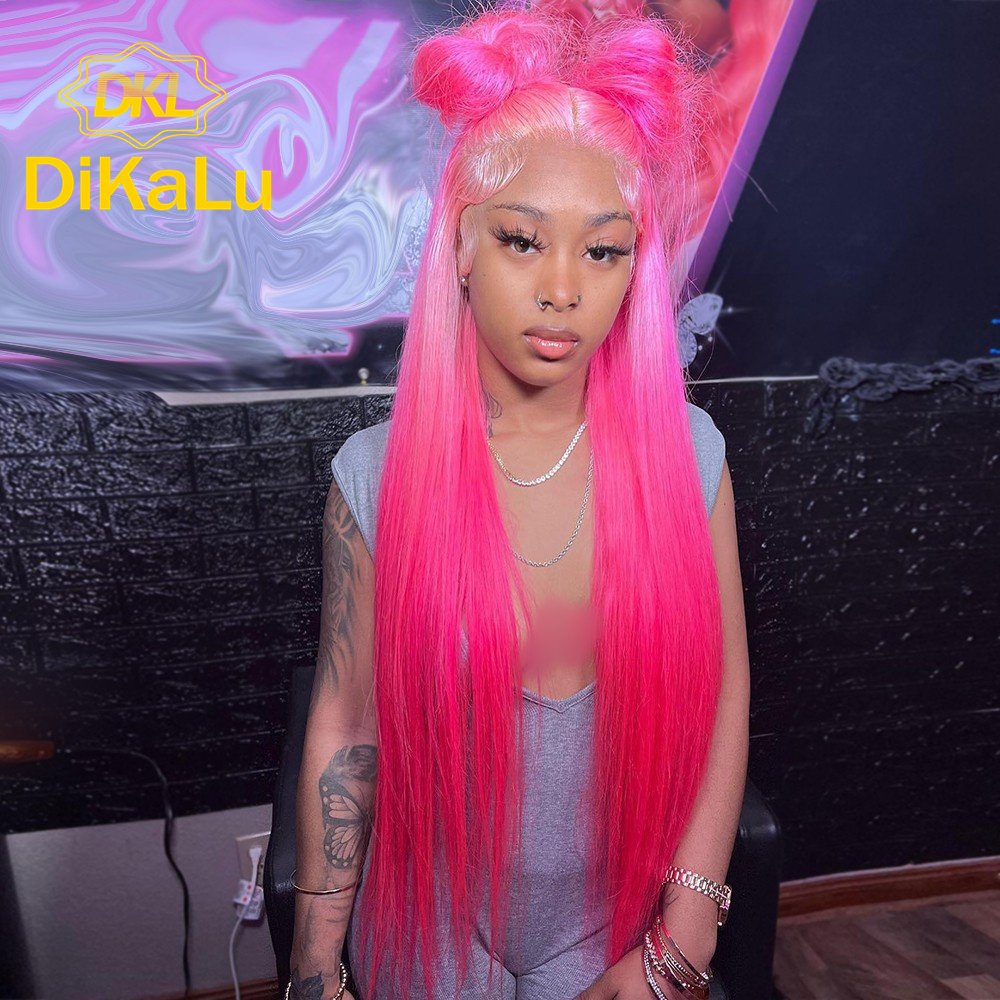 13X6 Transparent Lace Frontal Wigs Light Pink Straight 13X4 Lace Front Wig 250 Density 613 Colored Human Hair Wigs For Women