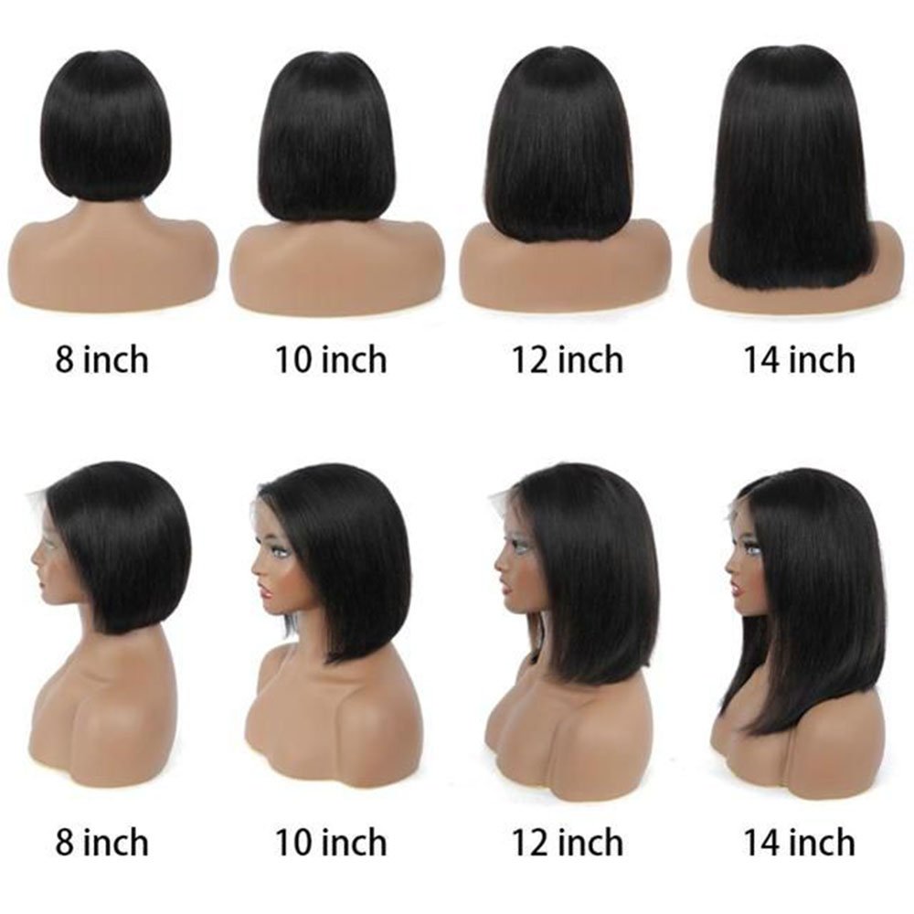 YL Short Straight T Part Human Hair Wigs For Women Pre Plucked Remy Virgin Brazilian Hair Bob Wig 4X1 Lace Frontal Bob Wigs