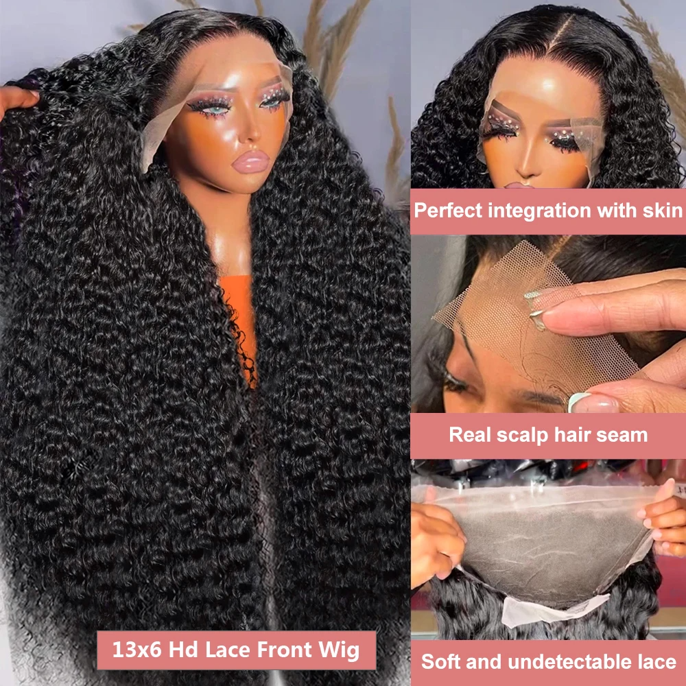 Cheap Kinky Curly Glueless Lace Front Wigs Human Hair HD Lace Frontal Wigs Raw Brazilian Natural Human Hair Wigs For Black Women