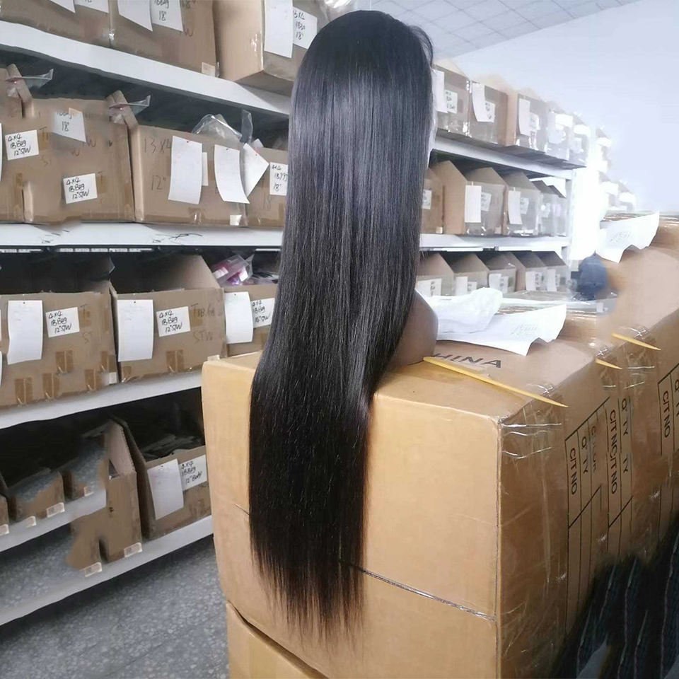 30 32 34 36 38 40 50 Inch Human Lace Frontal Wig Vendors Straight Virgin Brazilian Lace Front Human Hair Wigs For Black Women