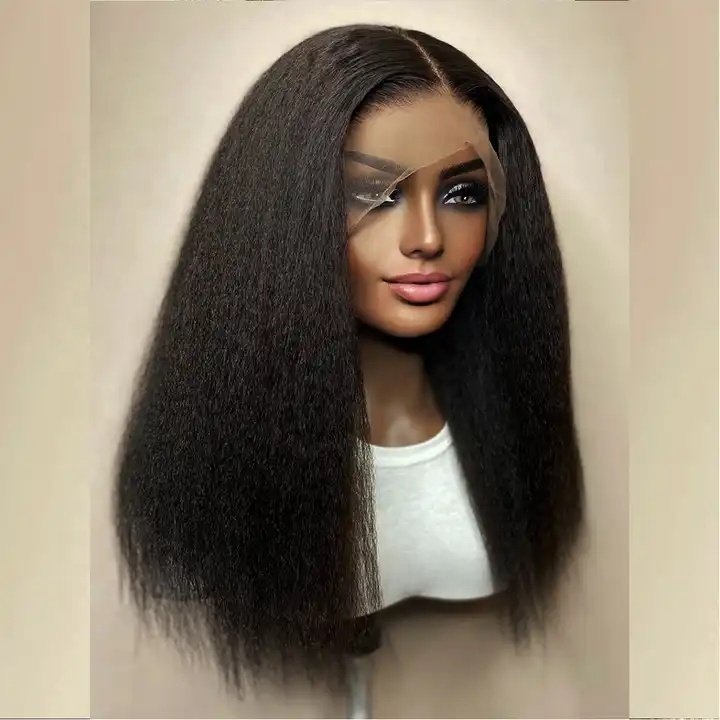 Yaki Straight Wig 360 Lace Frontal HD Human Hair Wigs Kinky Straight Wigs Front Brazilian Long Transparent Afro Kinky Curly Hair