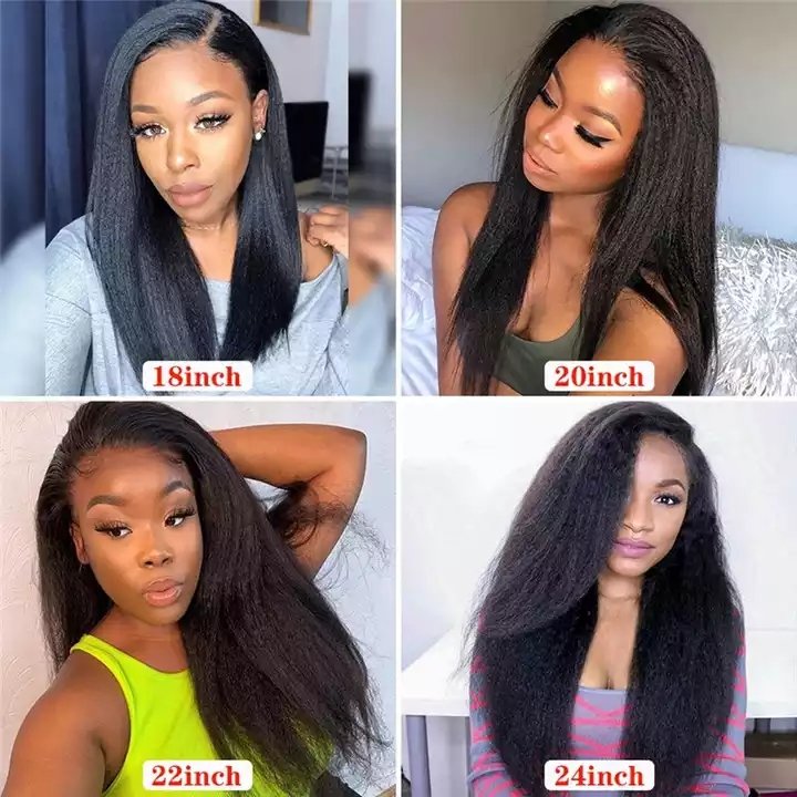 Yaki Straight Wig 360 Lace Frontal HD Human Hair Wigs Kinky Straight Wigs Front Brazilian Long Transparent Afro Kinky Curly Hair