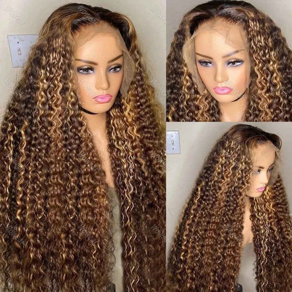 P4-27 Highlight Jerry Curly Lace Front Human Hair Wigs 13x4 Lace Front Wigs Curly Lace Front Human Hair Wigs