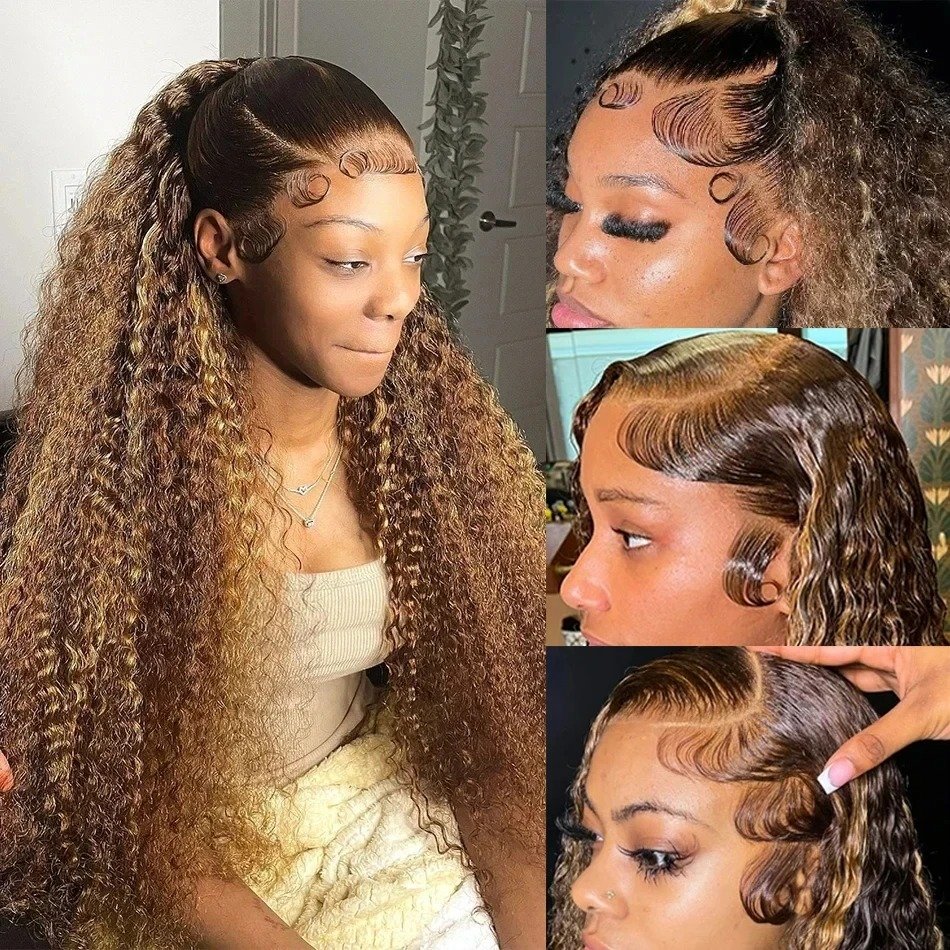 P4-27 Highlight Jerry Curly Lace Front Human Hair Wigs 13x4 Lace Front Wigs Curly Lace Front Human Hair Wigs