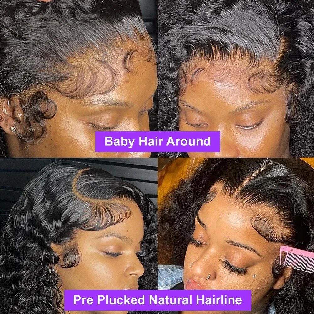 Brazilian Hair Lace Front Wig,Virgin Remy 100% Real Human Hair Wig,Short Water Wave Bob Wig Brazilian Natural Wave