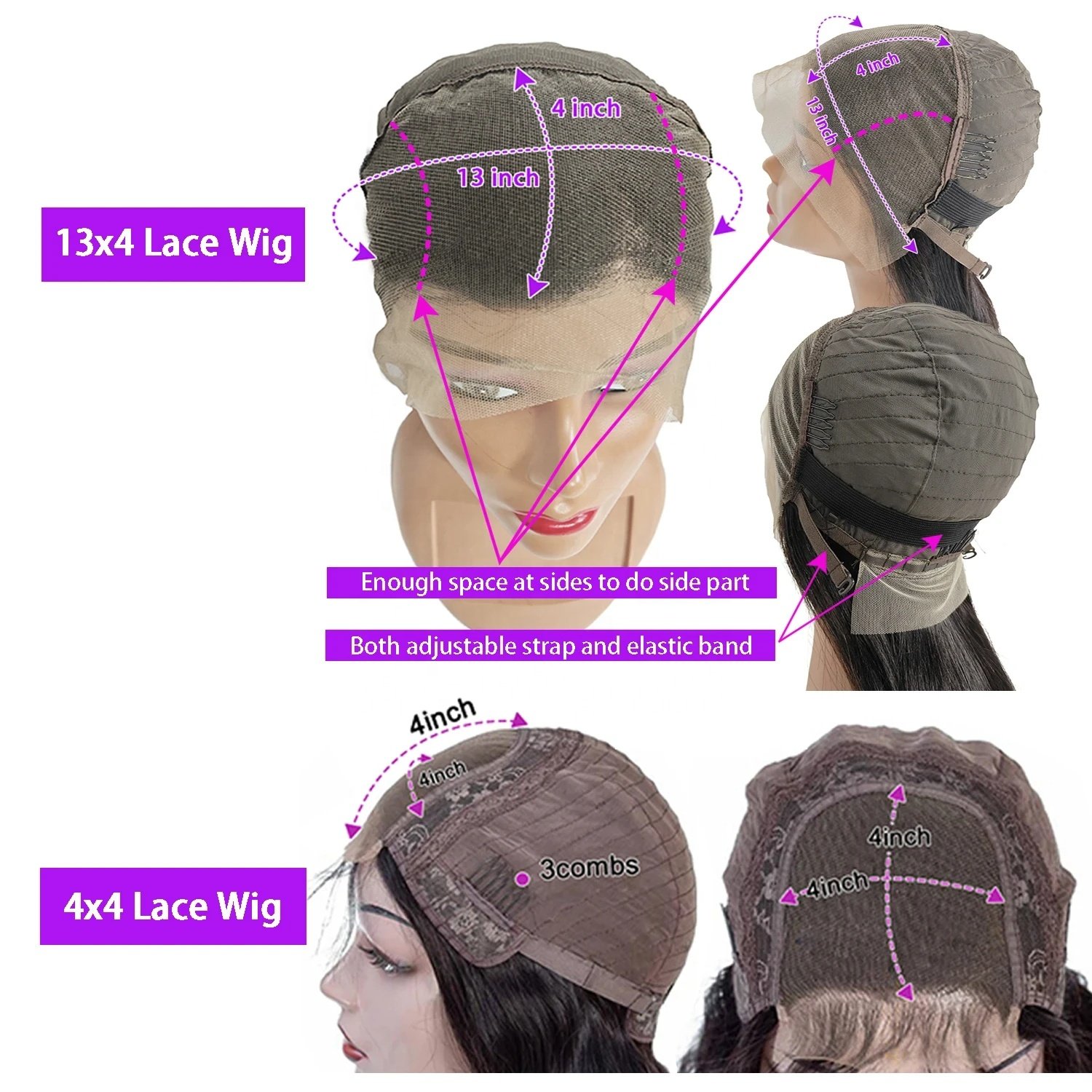 Brazilian Hair Lace Front Wig,Virgin Remy 100% Real Human Hair Wig,Short Water Wave Bob Wig Brazilian Natural Wave