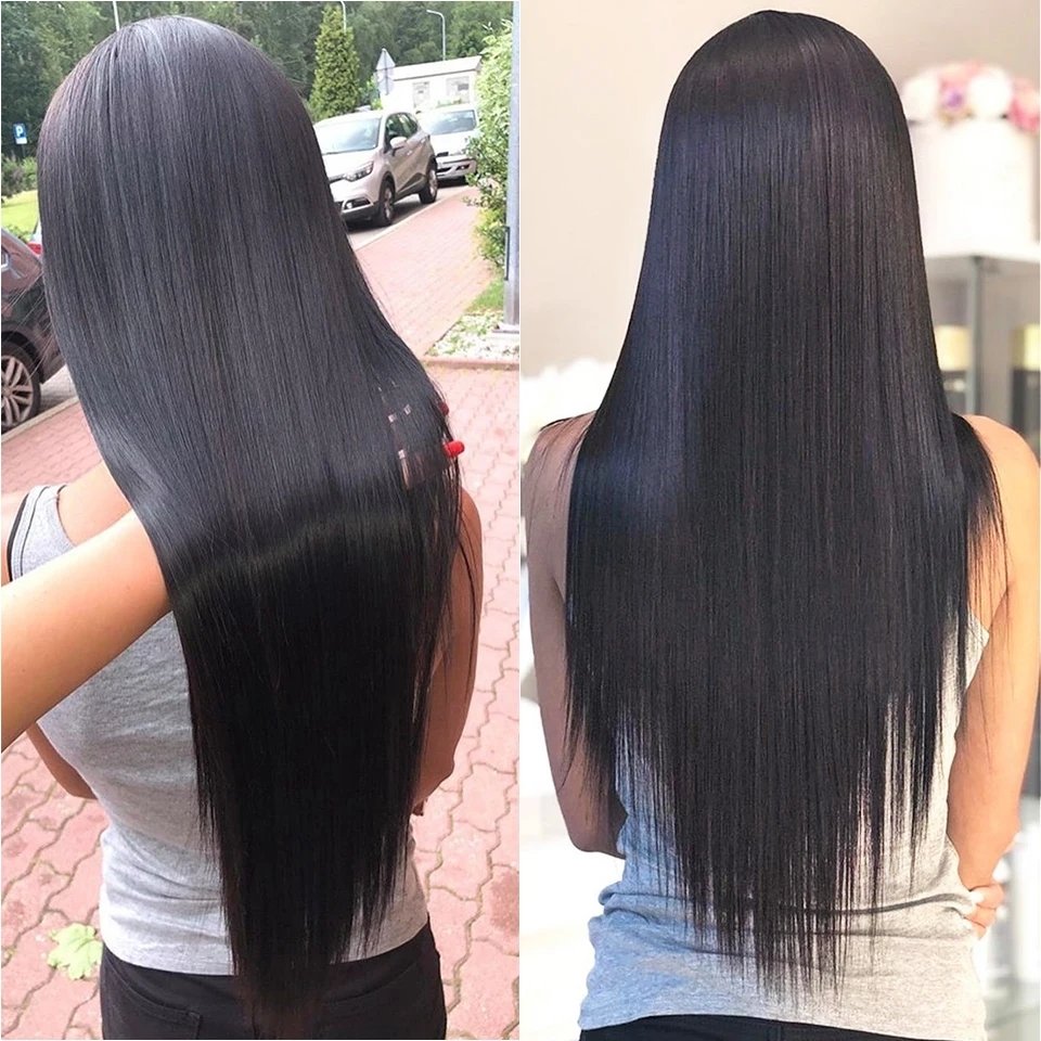 50 Inches Cuticle Aligned Virgin Human Hair Wigs Temple Hair Wigs for Black Women, Raw Indian Lace Front Brazilian Hair Long