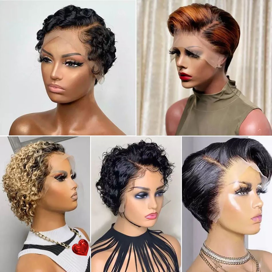 Lace Front Pixie Curls Wig Pre Plucked With Baby Hair,Brazilian Short Pixie Wig,Glueless Lace Frontal Pixie Cut Human Hair Wigs