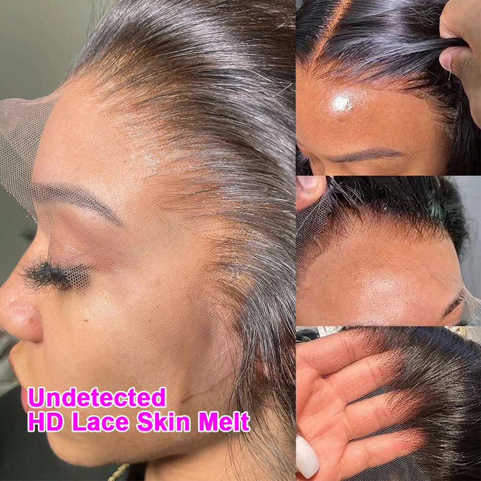 12A Grade Straight HD Transparent 4x4 Lace Front Wig 100% Raw Indian Human Hair 250% 13x4 HD Lace Frontal Human Hair Wigs