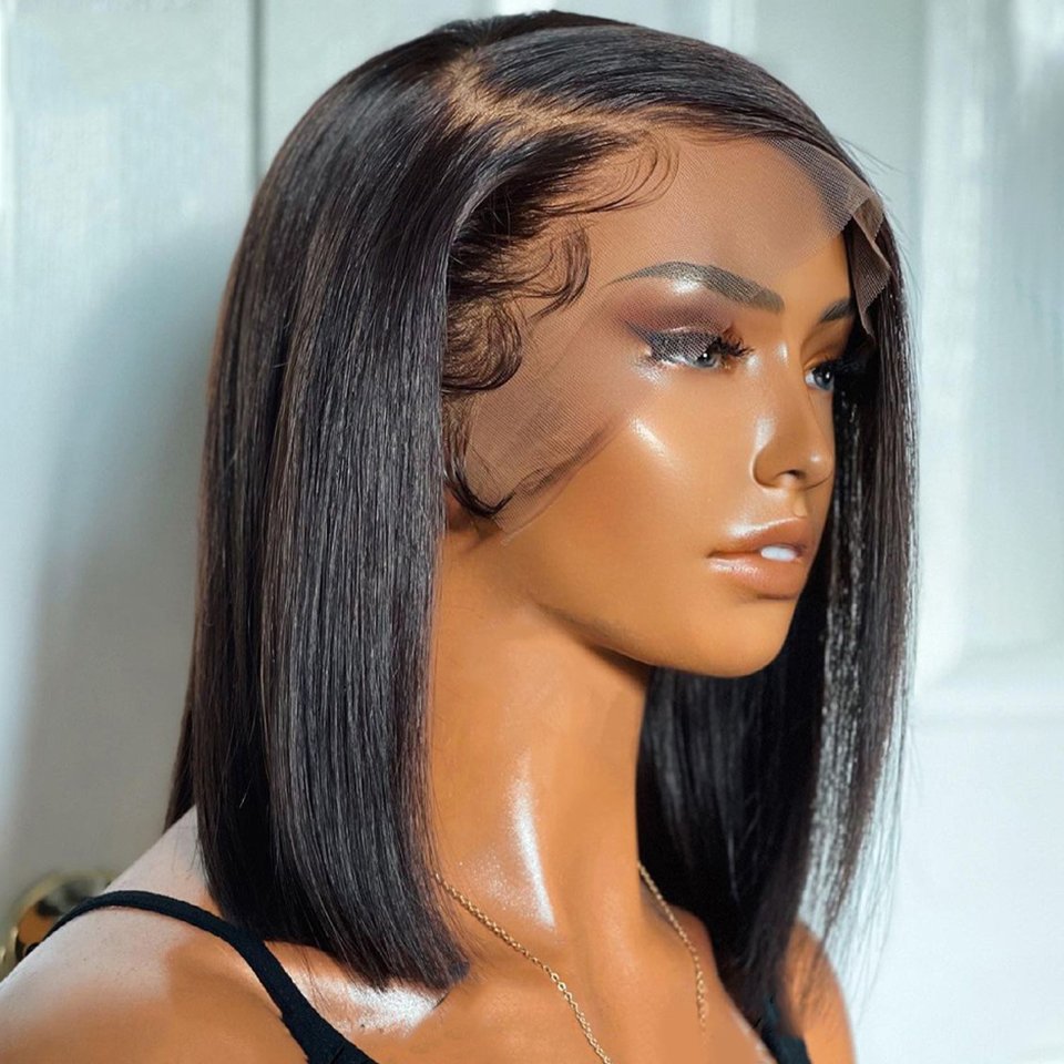 Frontal Wig Human Hair Wigs Virgin Brazilian High Quality Pre Plucked Short Bob Lace Lace Front 1 Piece Long Swiss Lace