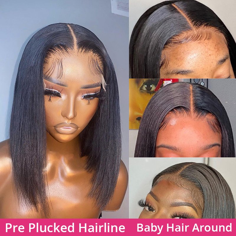 Frontal Wig Human Hair Wigs Virgin Brazilian High Quality Pre Plucked Short Bob Lace Lace Front 1 Piece Long Swiss Lace