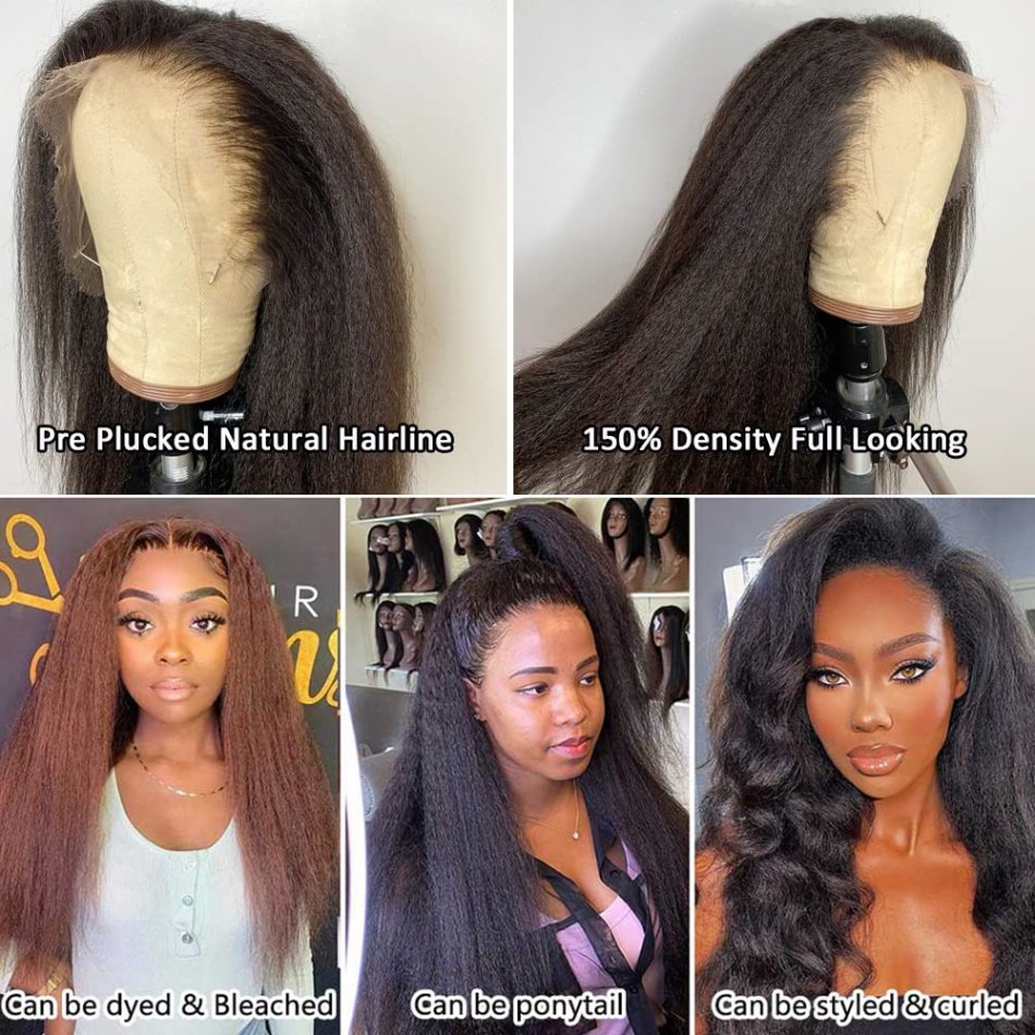 Wholesale Yaki Kinky Straight Glueless Brazilian 13X4 13X6 Hd Thin Transparent Full Lace Frontal Human Hair Wigs For Black Women