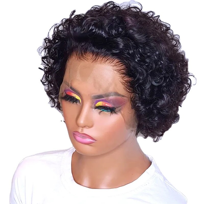 Perruque Frontal Pixie Cut Curls Puff Human Hair Wigs Short Bob Curly Cuticle Aligned Hair Lace Front Wigs for Black Woman