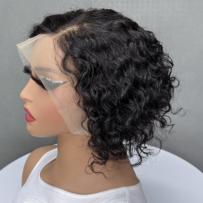 Perruque Frontal Pixie Cut Curls Puff Human Hair Wigs Short Bob Curly Cuticle Aligned Hair Lace Front Wigs for Black Woman