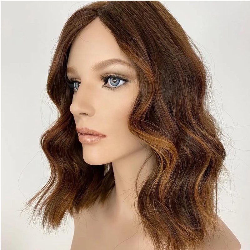 14inch European Human Hair Small Layer Sheitel Topper Jewish Kosher Wigs Hd Lace Front Wig Top Silk Base Full Lace Smooth Long