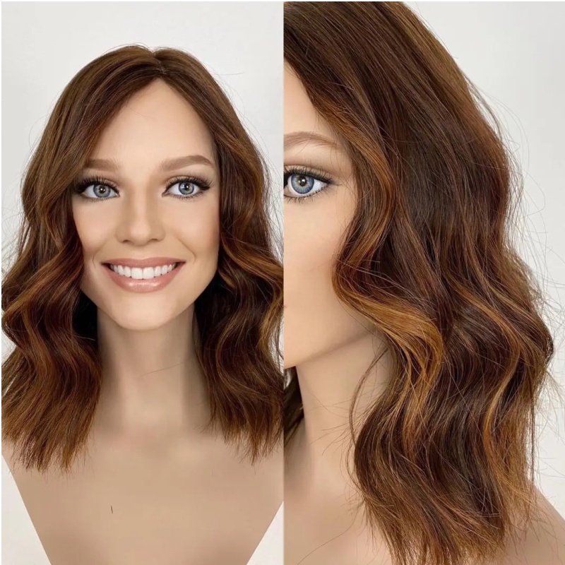 14inch European Human Hair Small Layer Sheitel Topper Jewish Kosher Wigs Hd Lace Front Wig Top Silk Base Full Lace Smooth Long