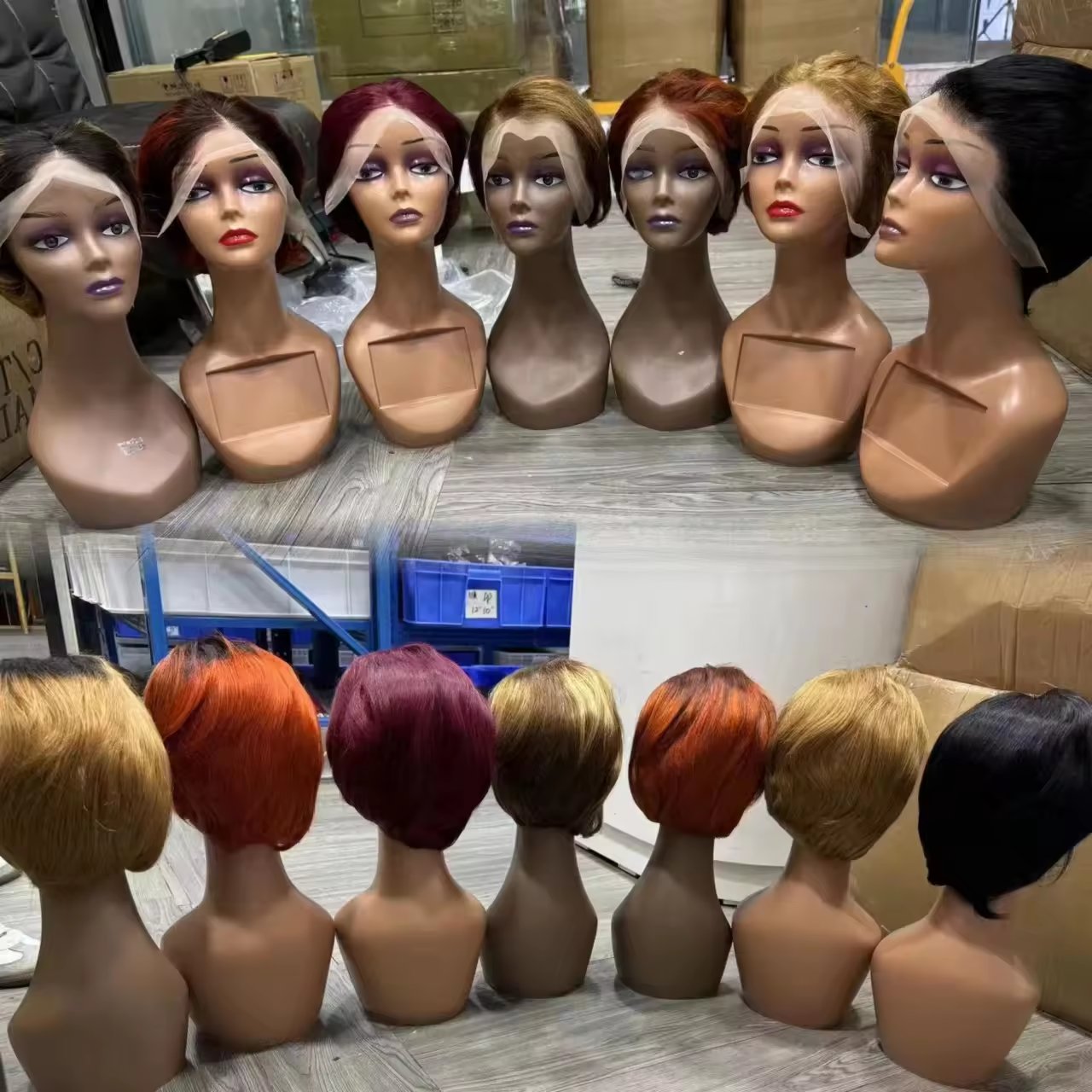 12.8$ Per Piece Cheap Raw Peruvian Human Hair Colored Short Pixie Cut Human Wigs 13x4 Lace Frontal Wigs For Black Women