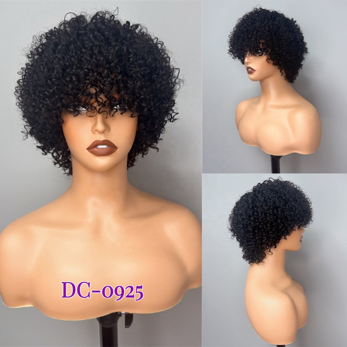 2024 New Machine Made Wear And Go Human Hair Wigs,Cheap Afro Kinky Curl 6 Inch Glueless Indian hair Short Bob Wig