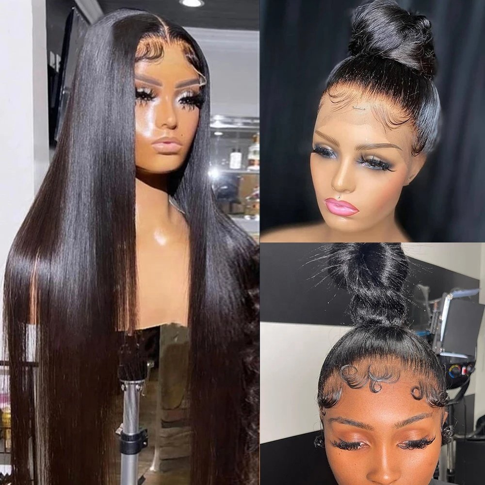 34 Inch 360 Full Lace Front Human Hair Wigs Pre Plucked Brazilian 13x4 Lace Closure Human Hair Wig For Woman HD Transparent Lace