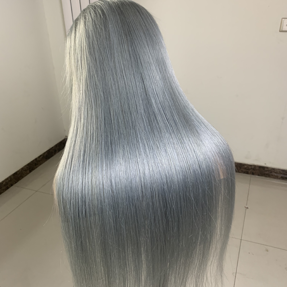 Hot Sale Silver Gray Transparent Lace Frontal Wigs Body Wave 100 Virgin Human Hair Wigs Full For Black Women Wig