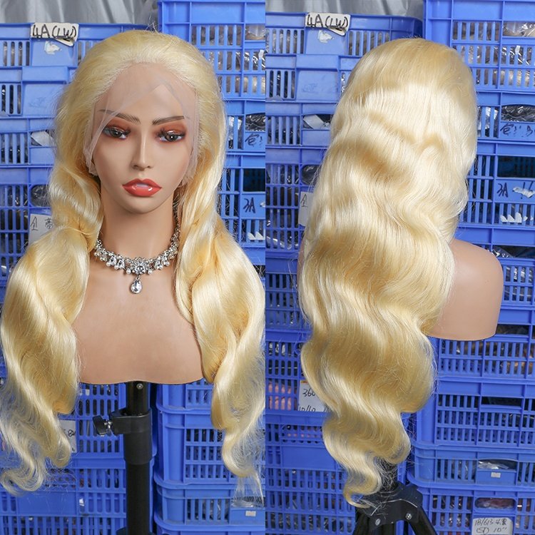 Wholesale Cheap Human Hair Wigs For Black Women Transparent Glueless Full HD Lace Frontal Bone Straight 613 Human Hair Wig